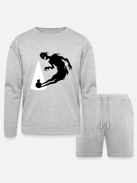 Cone Silhouette with Leaning Figure - Bella + Canvas Unisex Sweatshirt & Short Set - heather gray
