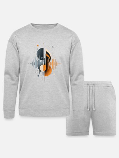 Sound wave / equalizer bars T-Shirt - Bella + Canvas Unisex Sweatshirt & Short Set - heather gray