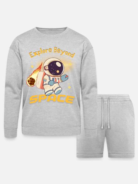Explore the Space - Bella + Canvas Unisex Sweatshirt & Short Set - heather gray