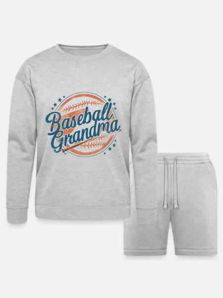 baseball grandma - Bella + Canvas Unisex Sweatshirt & Short Set - heather gray