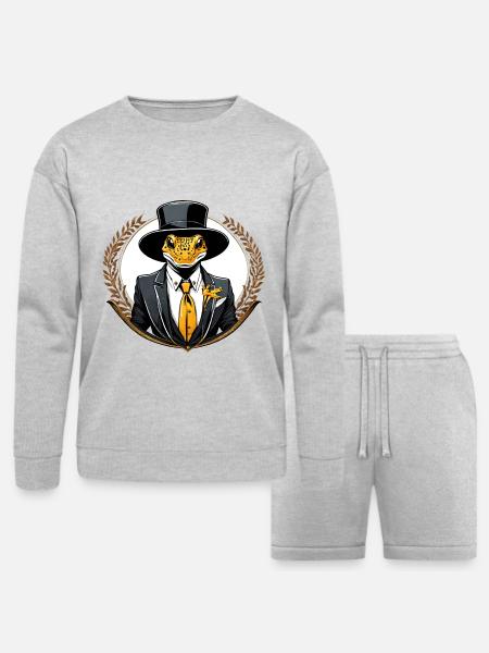 salamander - Bella + Canvas Unisex Sweatshirt & Short Set - heather gray