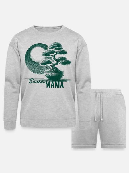 Bonsai Mama - Bella + Canvas Unisex Sweatshirt & Short Set - heather gray