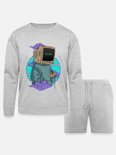 Escape Console Hoodie - Bella + Canvas Unisex Sweatshirt & Short Set - heather gray