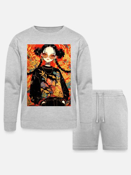 Cute girls - Bella + Canvas Unisex Sweatshirt & Short Set - heather gray