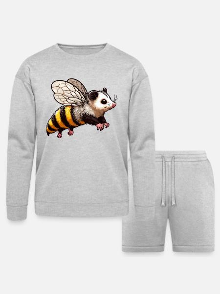 Bumble Opossum - Bella + Canvas Unisex Sweatshirt & Short Set - heather gray