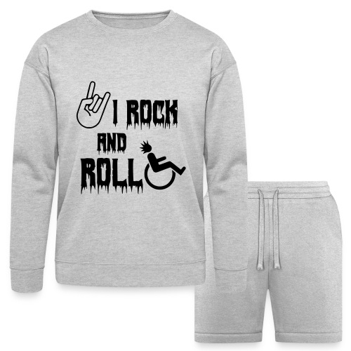 I rock and roll in my wheelchair. Roller, music * - Bella + Canvas Unisex Sweatshirt & Short Set