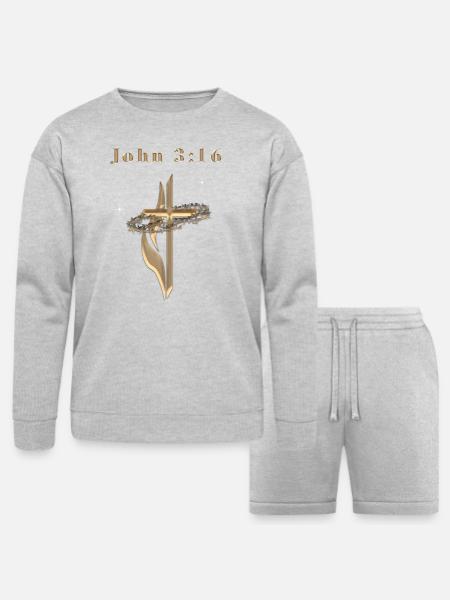 John 3:16 - Bella + Canvas Unisex Sweatshirt & Short Set - heather gray