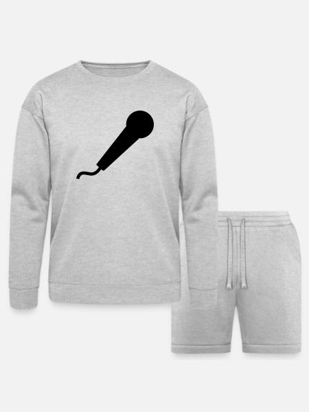 Microphone - Bella + Canvas Unisex Sweatshirt & Short Set - heather gray
