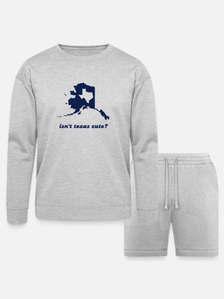 Isn't Texas Cute Compared to Alaska - Bella + Canvas Unisex Sweatshirt & Short Set - heather gray