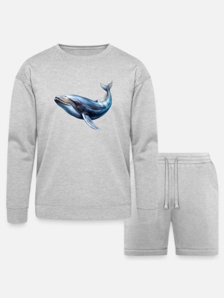 Whale - Bella + Canvas Unisex Sweatshirt & Short Set - heather gray