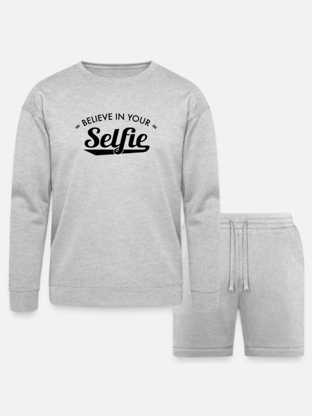 selfie - Bella + Canvas Unisex Sweatshirt & Short Set - heather gray