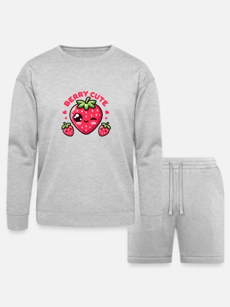 Berry Cute - Bella + Canvas Unisex Sweatshirt & Short Set - heather gray