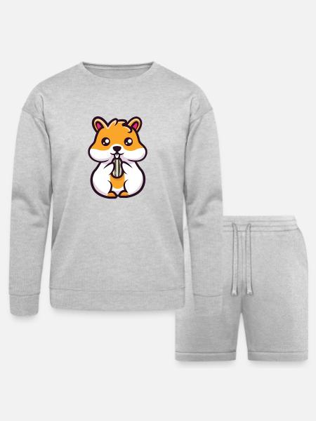 Hamster and seed - Bella + Canvas Unisex Sweatshirt & Short Set - heather gray