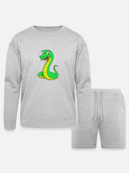Disgusted Serpent: A Snaky Expression - Bella + Canvas Unisex Sweatshirt & Short Set - heather gray