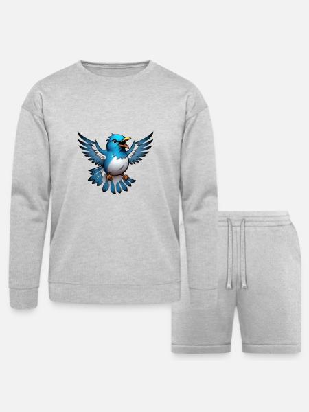 Twitter - Bella + Canvas Unisex Sweatshirt & Short Set - heather gray