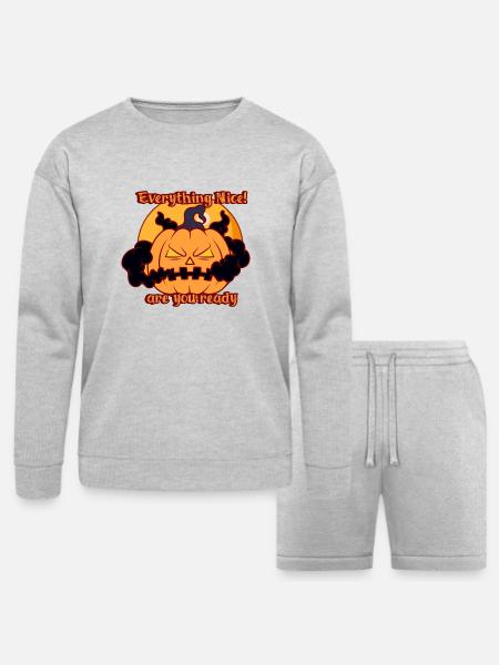 Halloween-everything nice - Bella + Canvas Unisex Sweatshirt & Short Set - heather gray