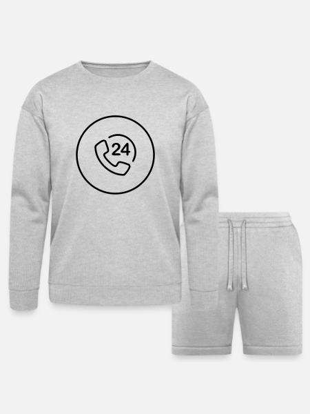 phone - Bella + Canvas Unisex Sweatshirt & Short Set - heather gray
