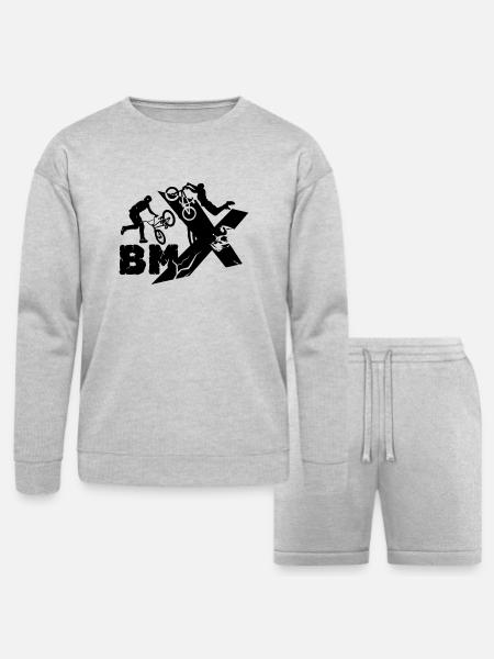 BMX Rider - Bella + Canvas Unisex Sweatshirt & Short Set - heather gray
