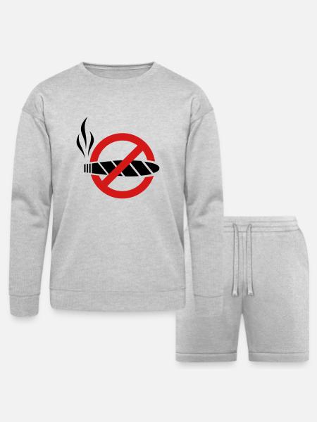 No smoking - cigar - Bella + Canvas Unisex Sweatshirt & Short Set - heather gray