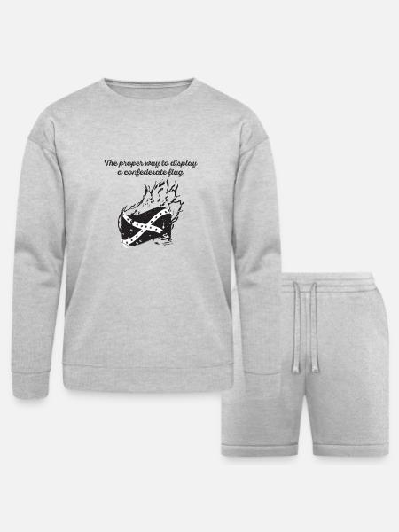 Burn the Confederate Flag - Bella + Canvas Unisex Sweatshirt & Short Set - heather gray