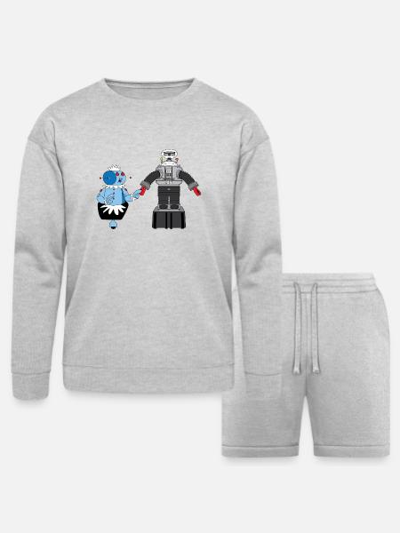 Rosie and Lost in Space Robot - Bella + Canvas Unisex Sweatshirt & Short Set - heather gray