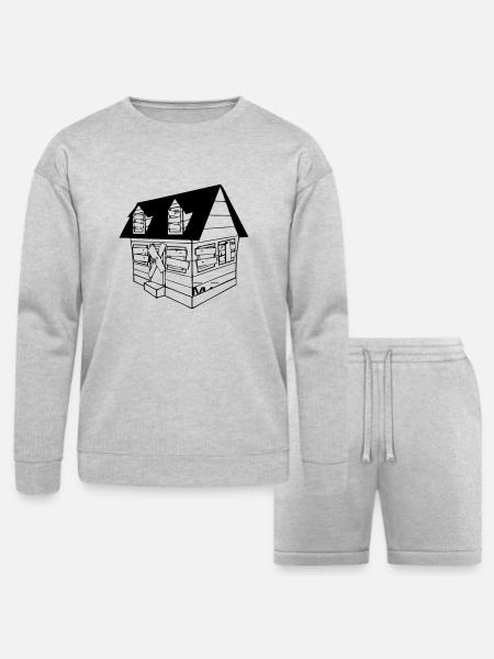 trap house - Bella + Canvas Unisex Sweatshirt & Short Set - heather gray