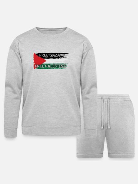 FREE PALESTINE - Bella + Canvas Unisex Sweatshirt & Short Set - heather gray