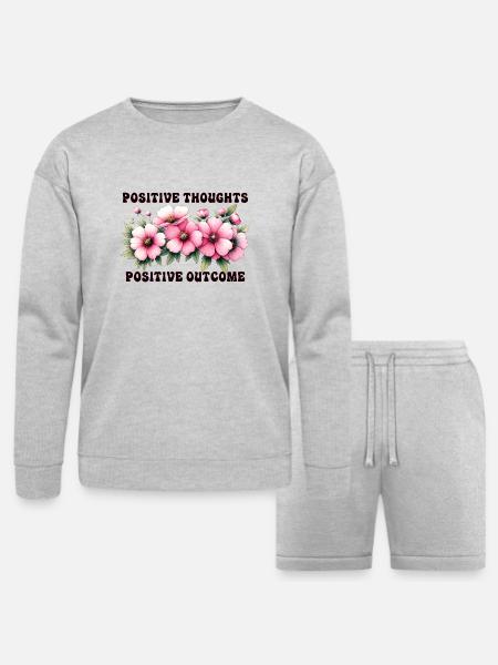 Positive Thoughts, Positive Outcome - Bella + Canvas Unisex Sweatshirt & Short Set - heather gray