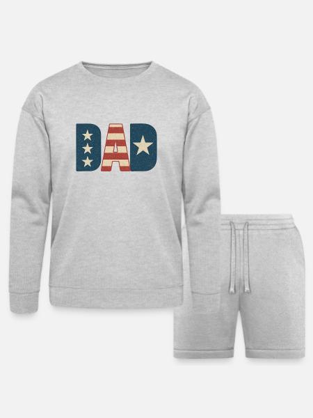 DAD 4th of July - Bella + Canvas Unisex Sweatshirt & Short Set - heather gray