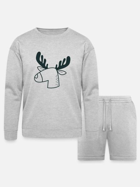 moosy mooses head - Bella + Canvas Unisex Sweatshirt & Short Set - heather gray