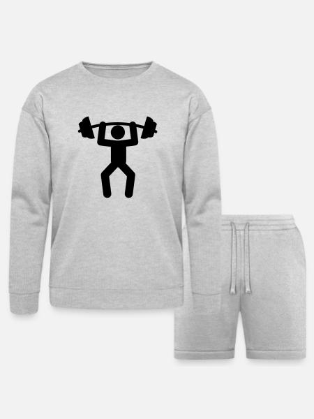 weightlifting - Bella + Canvas Unisex Sweatshirt & Short Set - heather gray