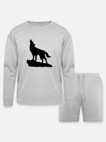 Wolf Howling - Bella + Canvas Unisex Sweatshirt & Short Set - heather gray