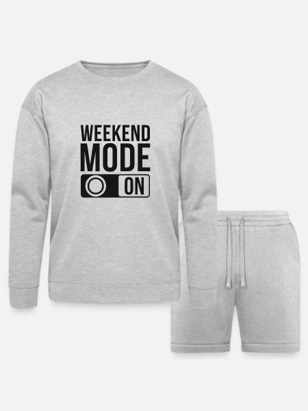 Weekend Mode On - Bella + Canvas Unisex Sweatshirt & Short Set - heather gray