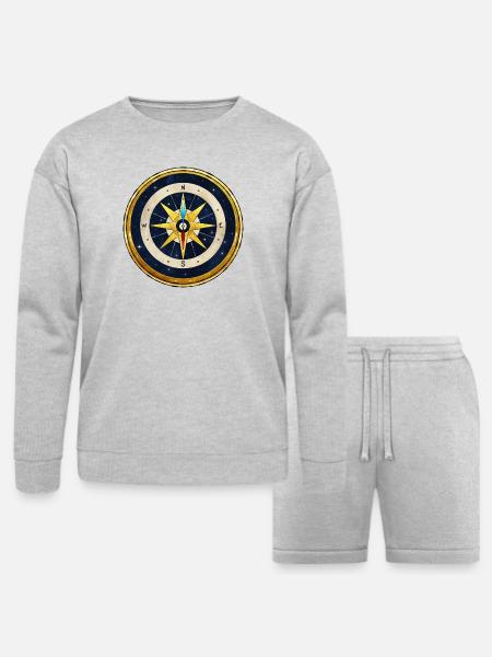 Stellar Golden Compass - Bella + Canvas Unisex Sweatshirt & Short Set - heather gray