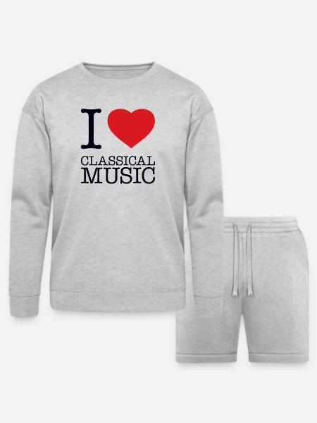 I LOVE CLASSICAL MUSIC - Bella + Canvas Unisex Sweatshirt & Short Set - heather gray