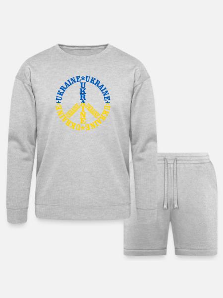 Ukraine Peace - Bella + Canvas Unisex Sweatshirt & Short Set - heather gray
