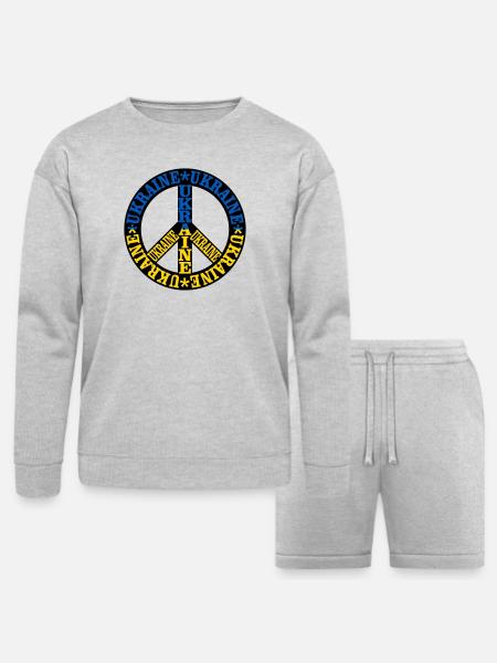 Ukraine Peace - Bella + Canvas Unisex Sweatshirt & Short Set - heather gray