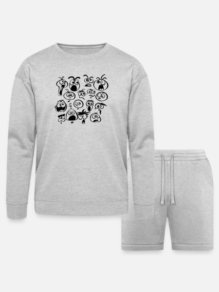 Funny Faces - Bella + Canvas Unisex Sweatshirt & Short Set - heather gray