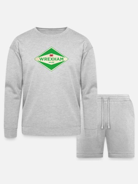 Wrexham Green Diamond Logo - Bella + Canvas Unisex Sweatshirt & Short Set - heather gray