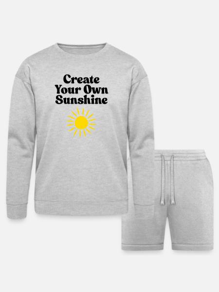 Vivid Sunburst Emblem Design - Bella + Canvas Unisex Sweatshirt & Short Set - heather gray