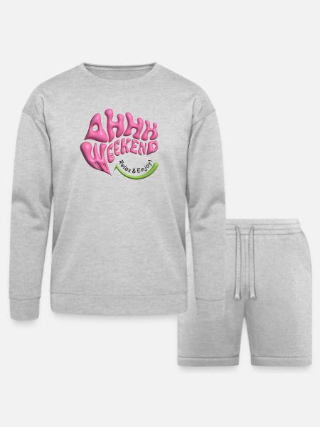ahhh weekend - Bella + Canvas Unisex Sweatshirt & Short Set - heather gray