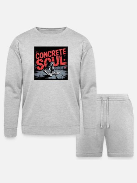Concrete Soul Street Art Design - Bella + Canvas Unisex Sweatshirt & Short Set - heather gray