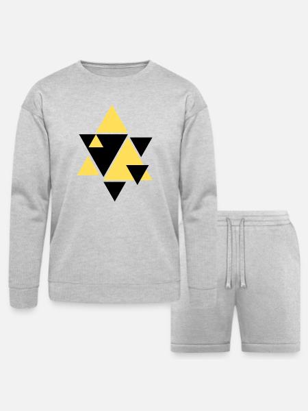 Geometric Golden Triangle Art - Bella + Canvas Unisex Sweatshirt & Short Set - heather gray