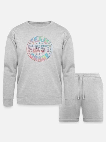 Team First Grade Back To School - Bella + Canvas Unisex Sweatshirt & Short Set - heather gray