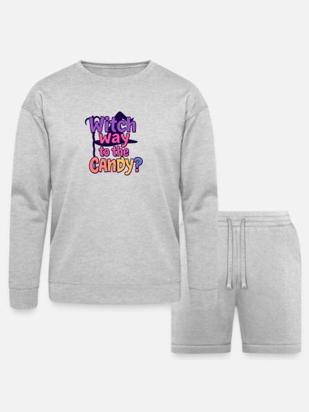 Witch Way to the Candy - Bella + Canvas Unisex Sweatshirt & Short Set - heather gray