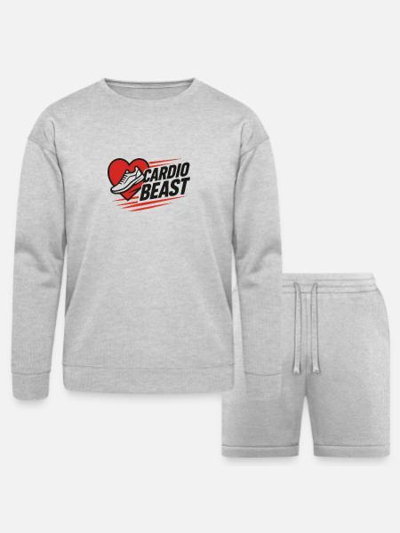 Cardio Beast Heartbeat Sprint - Bella + Canvas Unisex Sweatshirt & Short Set - heather gray