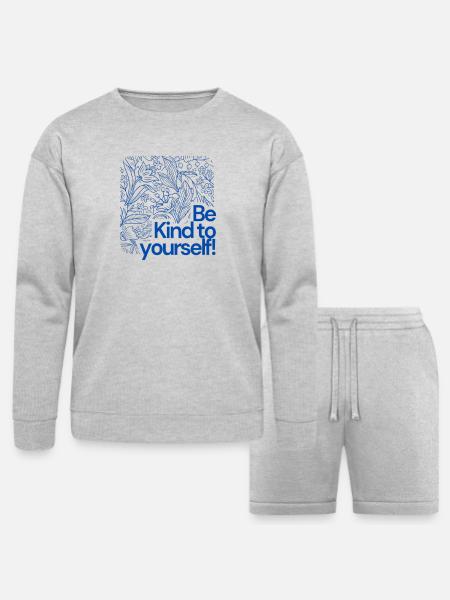 Be Kind to Yourself Floral - Bella + Canvas Unisex Sweatshirt & Short Set - heather gray
