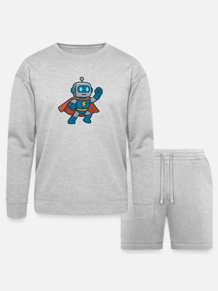 Robot Hero Lightning Cape - Bella + Canvas Unisex Sweatshirt & Short Set - heather gray