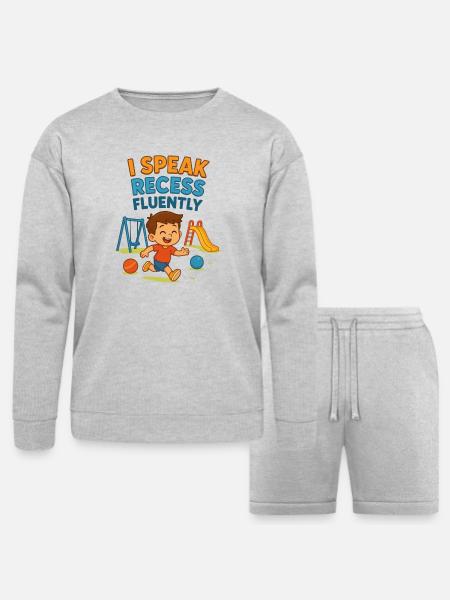 “I Speak Recess Fluently” - Bella + Canvas Unisex Sweatshirt & Short Set - heather gray