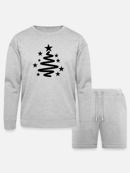 Spiral Star Christmas Tree - Bella + Canvas Unisex Sweatshirt & Short Set - heather gray